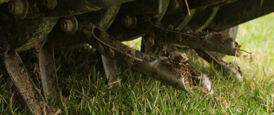 Core aerator close-up in The Villages, FL.